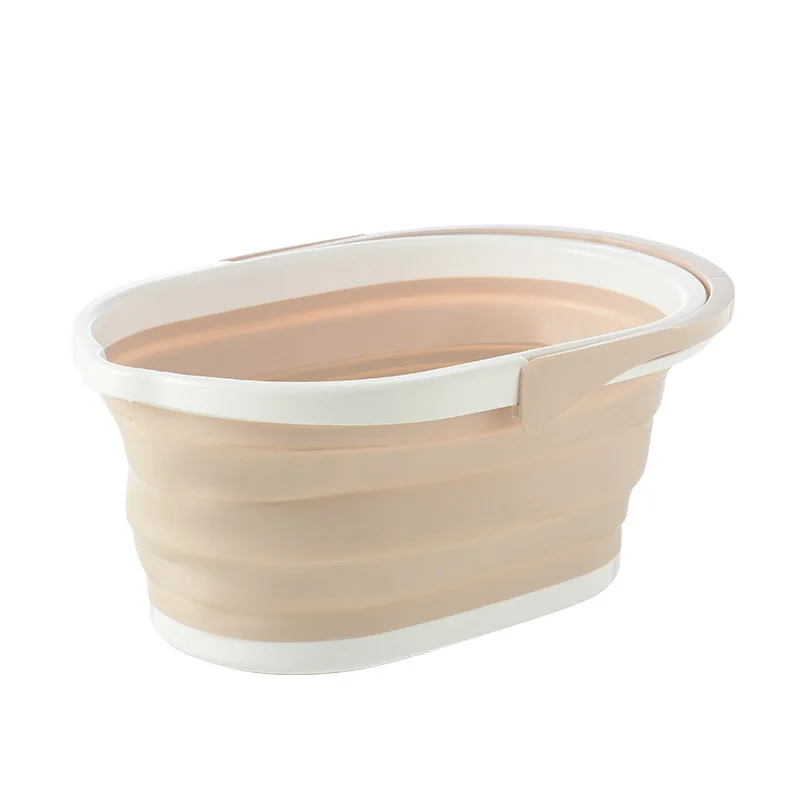 Beige Boxi Новое портативное Силиконовое складное ведро для швабры предметы домашнего обихода уличные рыболовные принадлежности пластиковое складное ведро ручные ведра - Цвет: Beige
