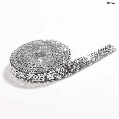 1cm-Silver 1 ярд 1 см/1,5 см/2 см/3 см швейная отделка орнамент из кристаллов Стразы горячей фиксации горный хрусталь лента аппликатор лента со стразами для платьев - Цвет: 1cm-Silver