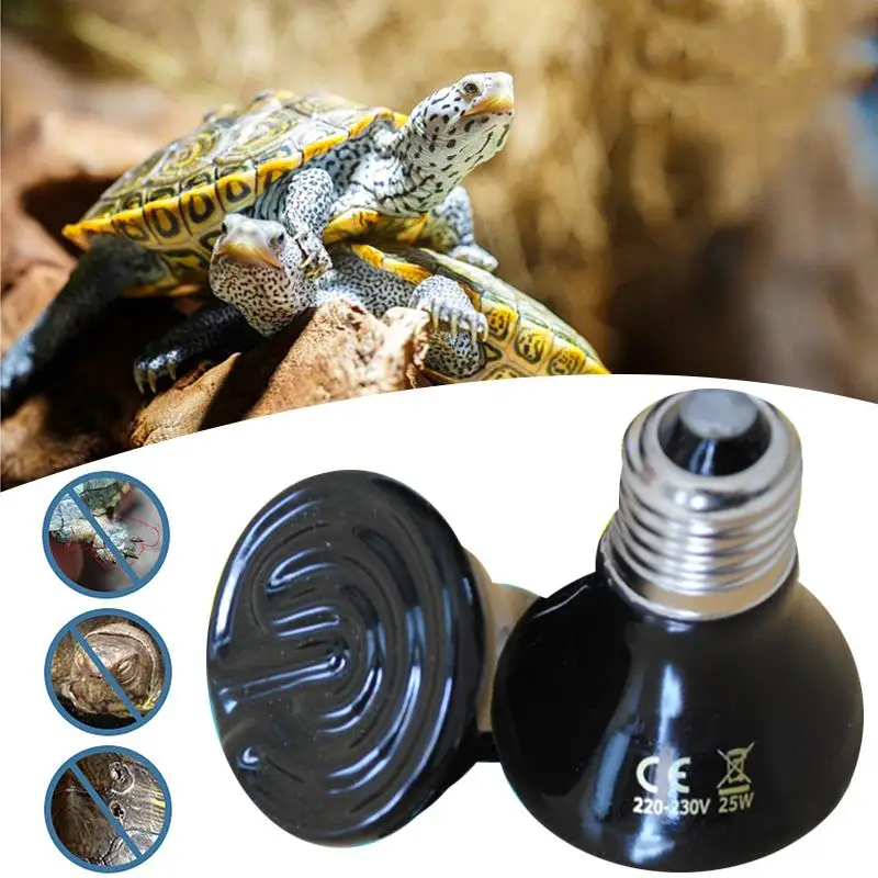 

25/50/75/100W Reptile Heat Lamp Bulb Ceramic Heat Emitter No Harm No Light Infrared Heater Lamp For Chicken Coop Lizard Aquarium