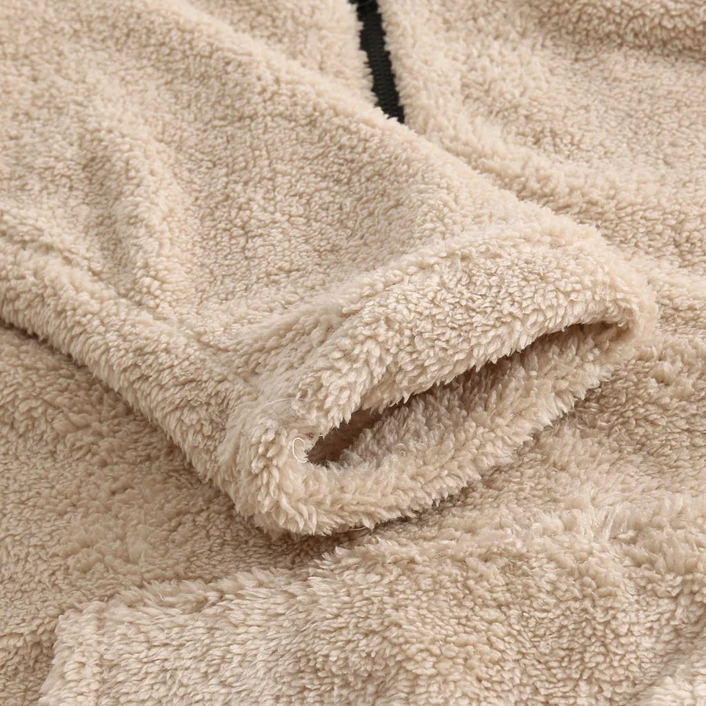 Мужская плюшевая куртка Feitong Повседневная Свободная Двухсторонняя на молнии