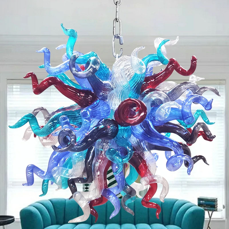 

new Mini Multi Color 100% Hand Blown Glass Chandelier LED Glass Art Chandelier Light for New House Decoration
