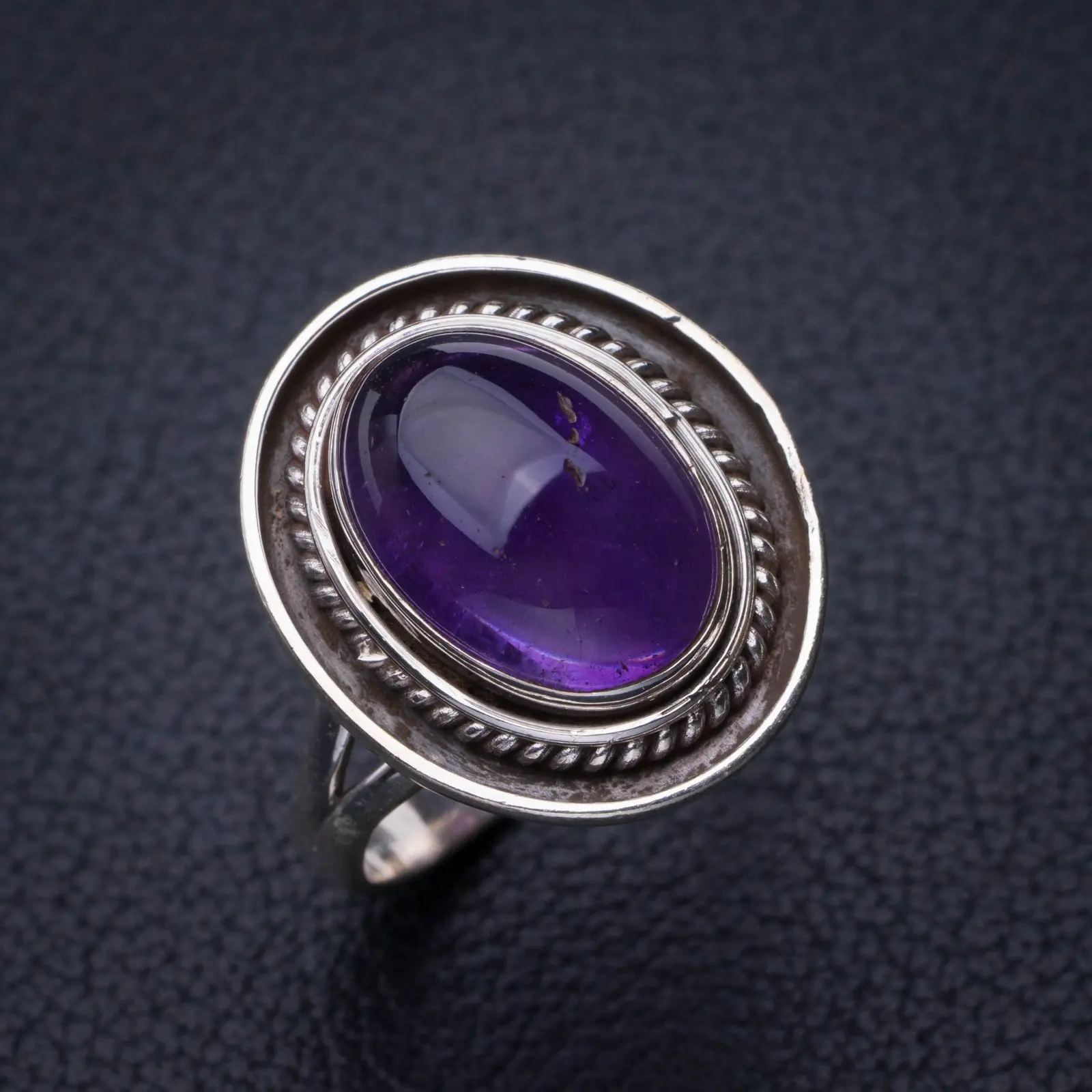 

StarGems Natural Amethyst Handmade 925 Sterling Silver Ring 8.75 E2711