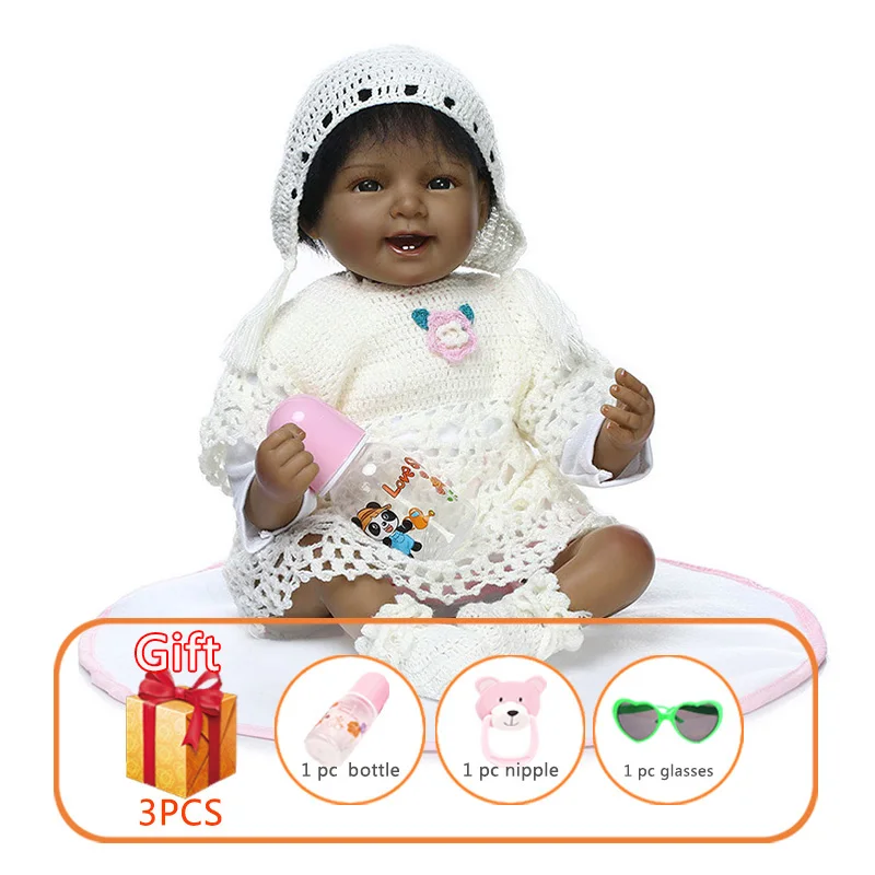 Кукла новорожденная NPK 55 см силиконовая белая со смайликом и Ангелом|Куклы| |