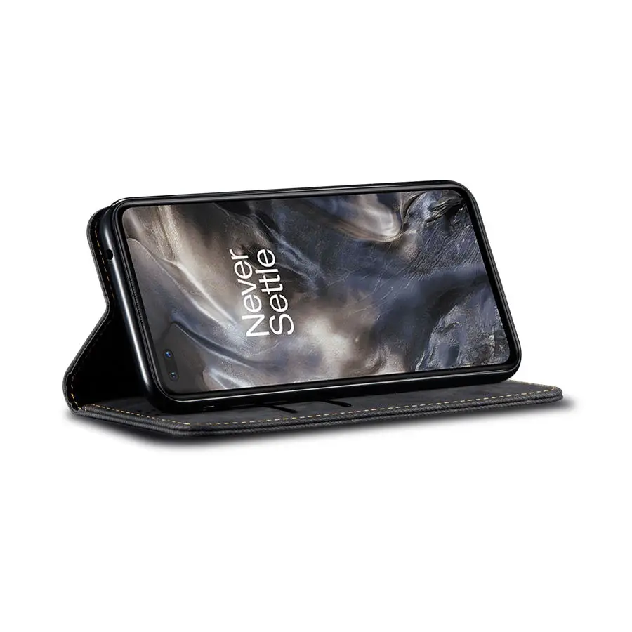 

Leather PU Flip Matte Case For Oneplus Nord Magnetic Shockproof Wallet Card Slot Denim Cover for One Plus Nord Stand Etui