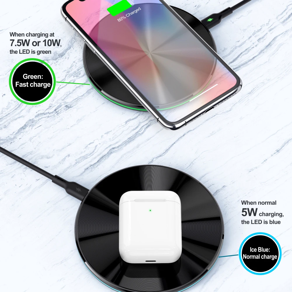 Быстрое беспроводное зарядное устройство Dpower 10 Вт для iPhone XS/X Max XR 8 Plus быстрая Беспроводная зарядная панель Qi для S8 S9 S10 Xiaomi 9 зарядное устройство