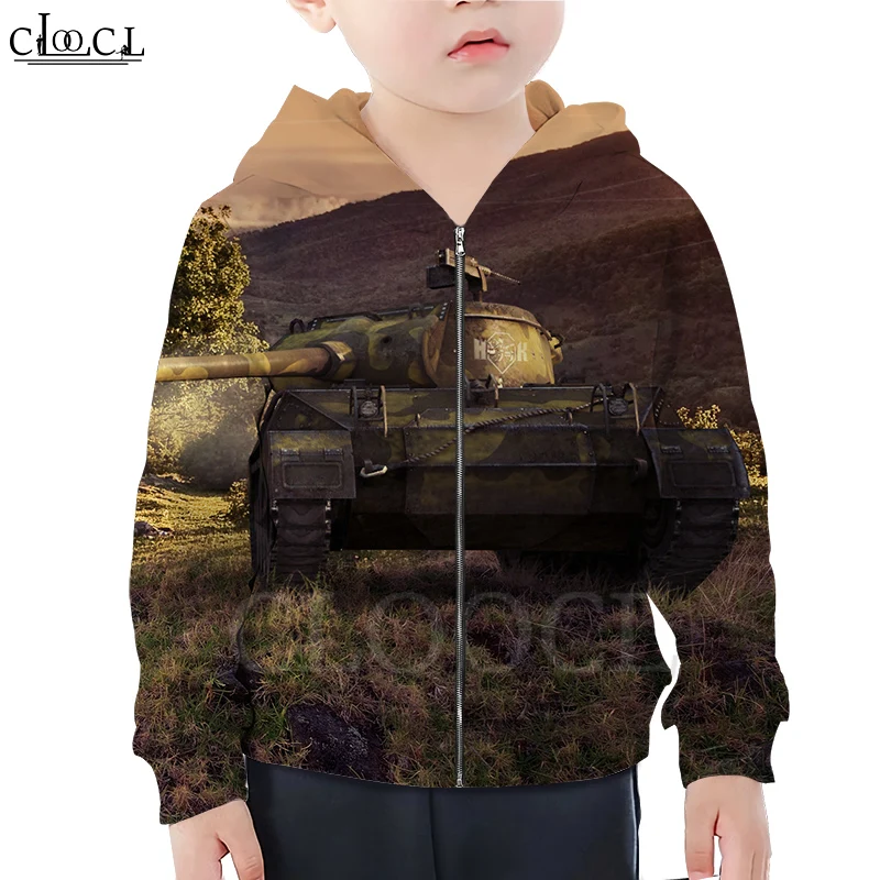 CLOOCL Kids Games World of Tanks/толстовка на молнии для мальчиков и девочек с 3D принтом Детская