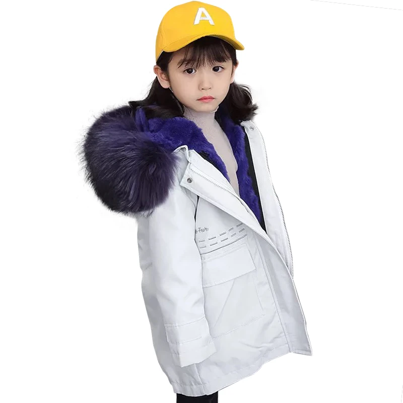 Детская зимняя куртка с отделкой из меха для девочек и мальчиков плотный помпон