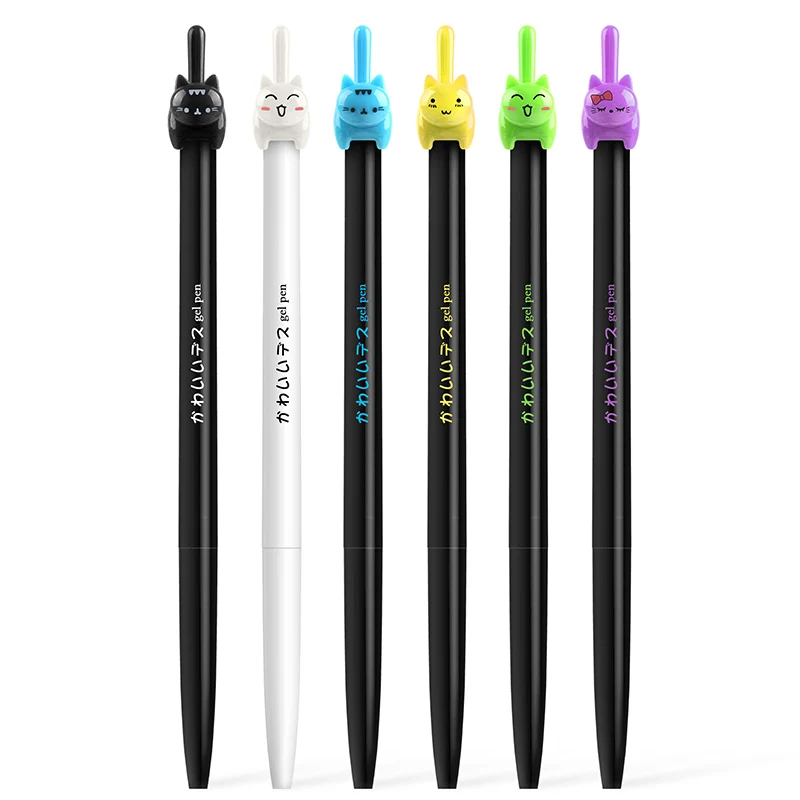 Выдвижная гелевая ручка с мультяшным котом 6 шт./лот милые канцелярские