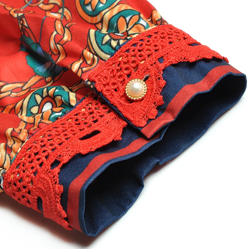 

WTIANYUW 2021 New Fashion Runway Summer Dress Women Long Sleeve Vintage Print Lace Elegant Slim Pleated Mid Length Party Dress