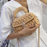 designer chains woven shoulder crossbody bags for women 2021 fashion rope knitting women handbag small square flap lady purses