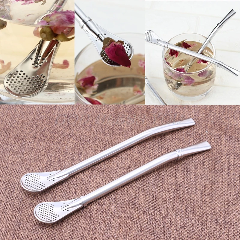 1 шт. 304 соломенный фильтр из нержавеющей стали гладкая изогнутая матовая