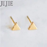 jujie small gold triangle stainless steel earrings for women career style minimalist geometric earring studs jewellery wholesale
