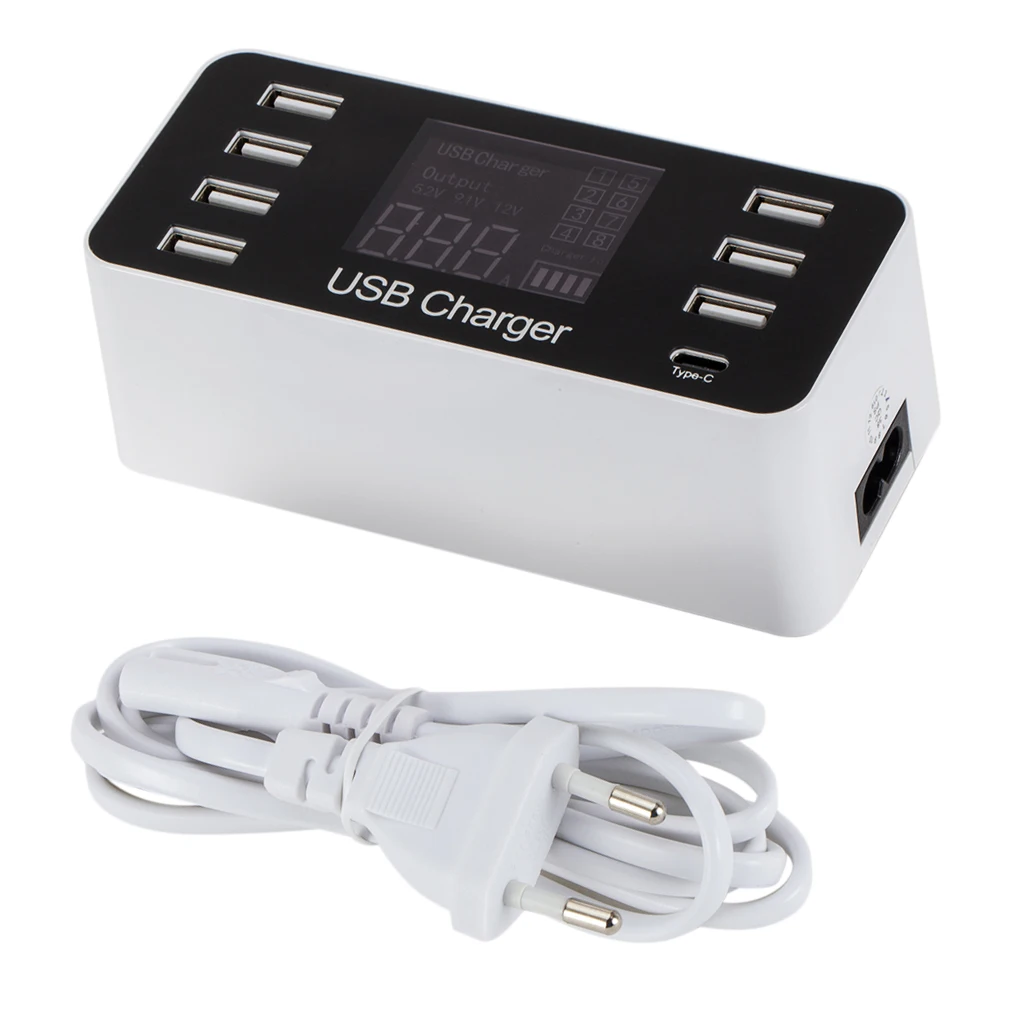 Многопортовое 7-портовое настольное умное зарядное устройство USB Type C 5V/8A для iPad