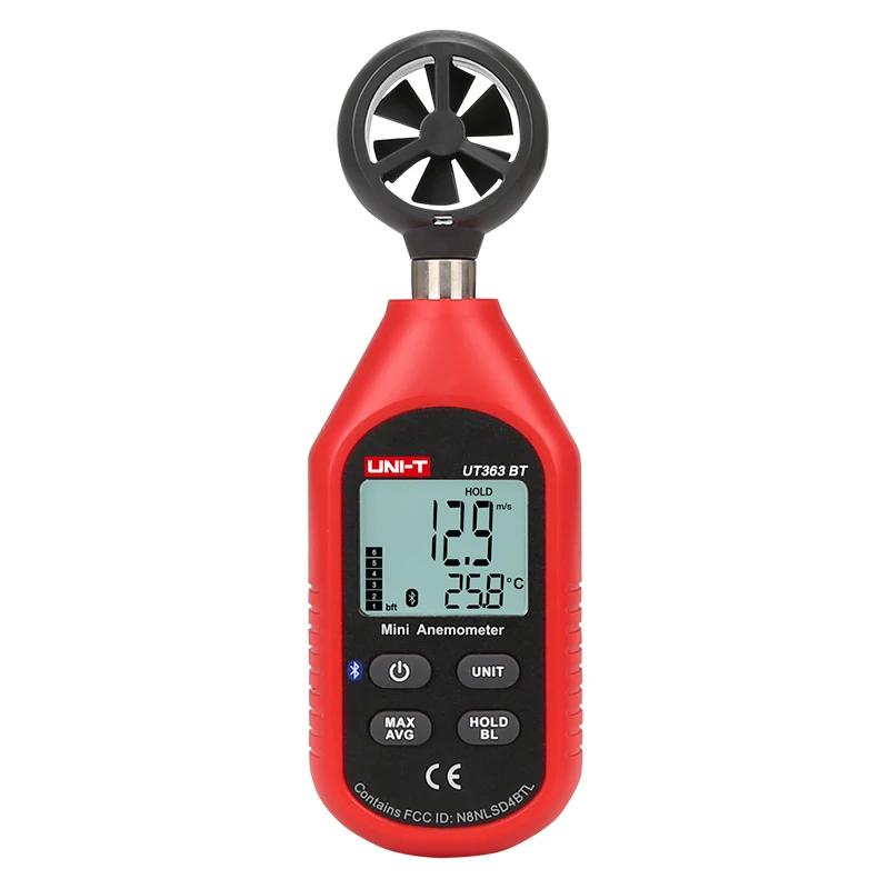 UNI-T UT363/UT363BT Мини цифровой Анемометр тестер температуры наружный анемометр с ЖК-подсветкой индикация низкого заряда батареи