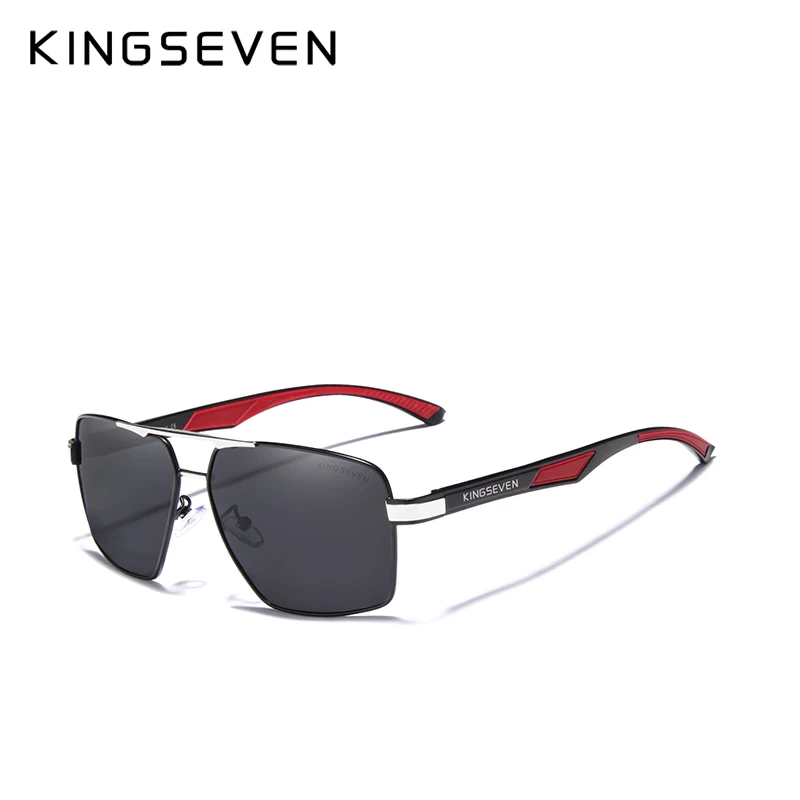 KINGSEVEN бренд, дизайнерские мужские очки, поляризационные солнцезащитные очки с зеркальным покрытием, мужские очки, аксессуары для мужчин - Цвет линз: Silver Gray