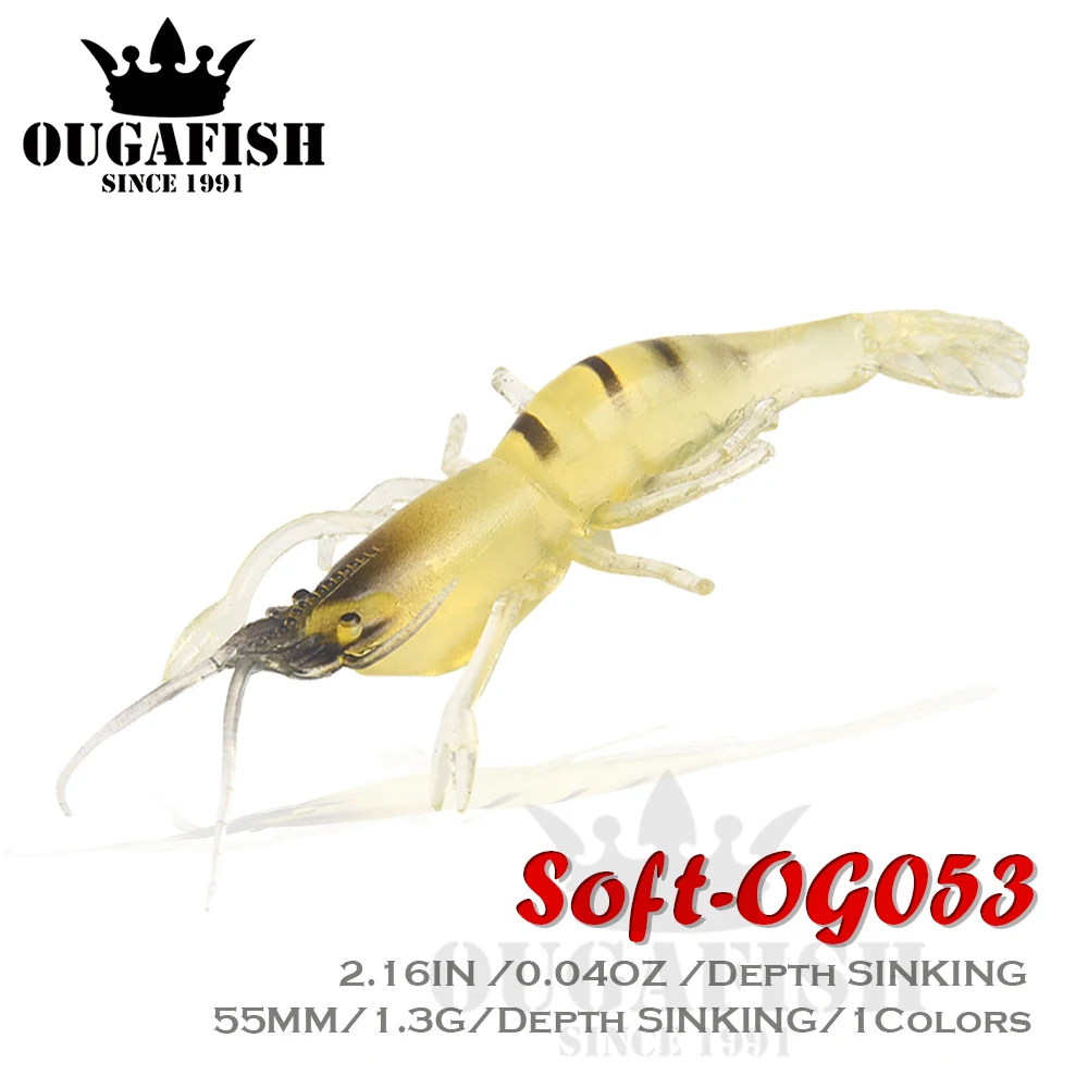 

Soft Bait Fishing Lure Weights 1.3g 5.5cm Transparent Shrimp Sinking Baits 5PCS Bass Articulos De Pesca Artificial Lures Tackle