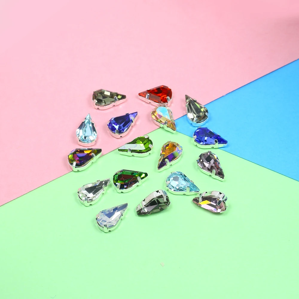 Стеклянные хрустальные стразы в форме капли для шитья аппликация из страз с
