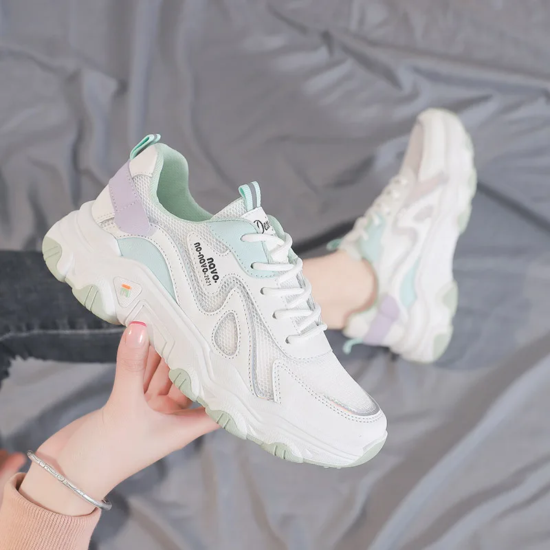 

Women Sports Shoes Platform Shoes Breathable Mixed Colors Tennis Female Footwear Running Chunky Sneakers Summer Shoes For Women