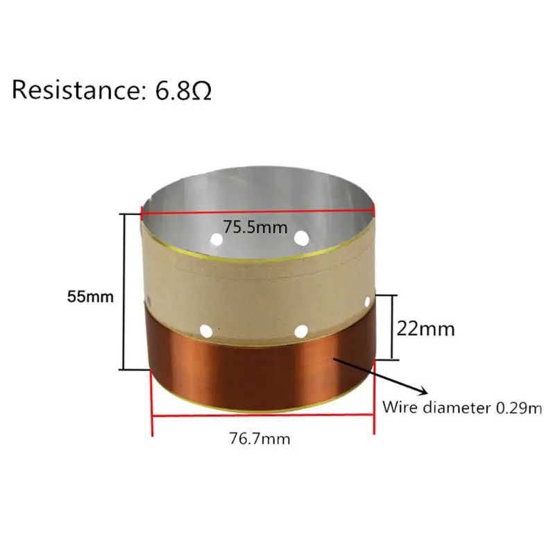 

2021 New 1Pair 75.5MM Speaker Bass Voice Coil White Aluminum Sound Air Outlet for Subwoofer Speaker Repair Accessories