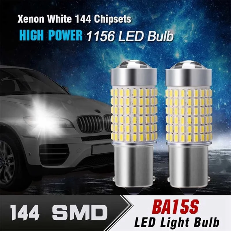 

2 шт., светодиодные лампы для автомобилей 1156 BA15S P21W 114 SMD