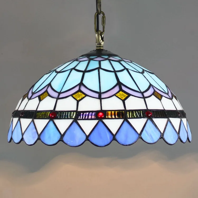 

European-Style Modern Creative Tiffany Colorful Glass Mediterranean Restaurant Chandelier Bedroom Balcony Aisle Light 30cm