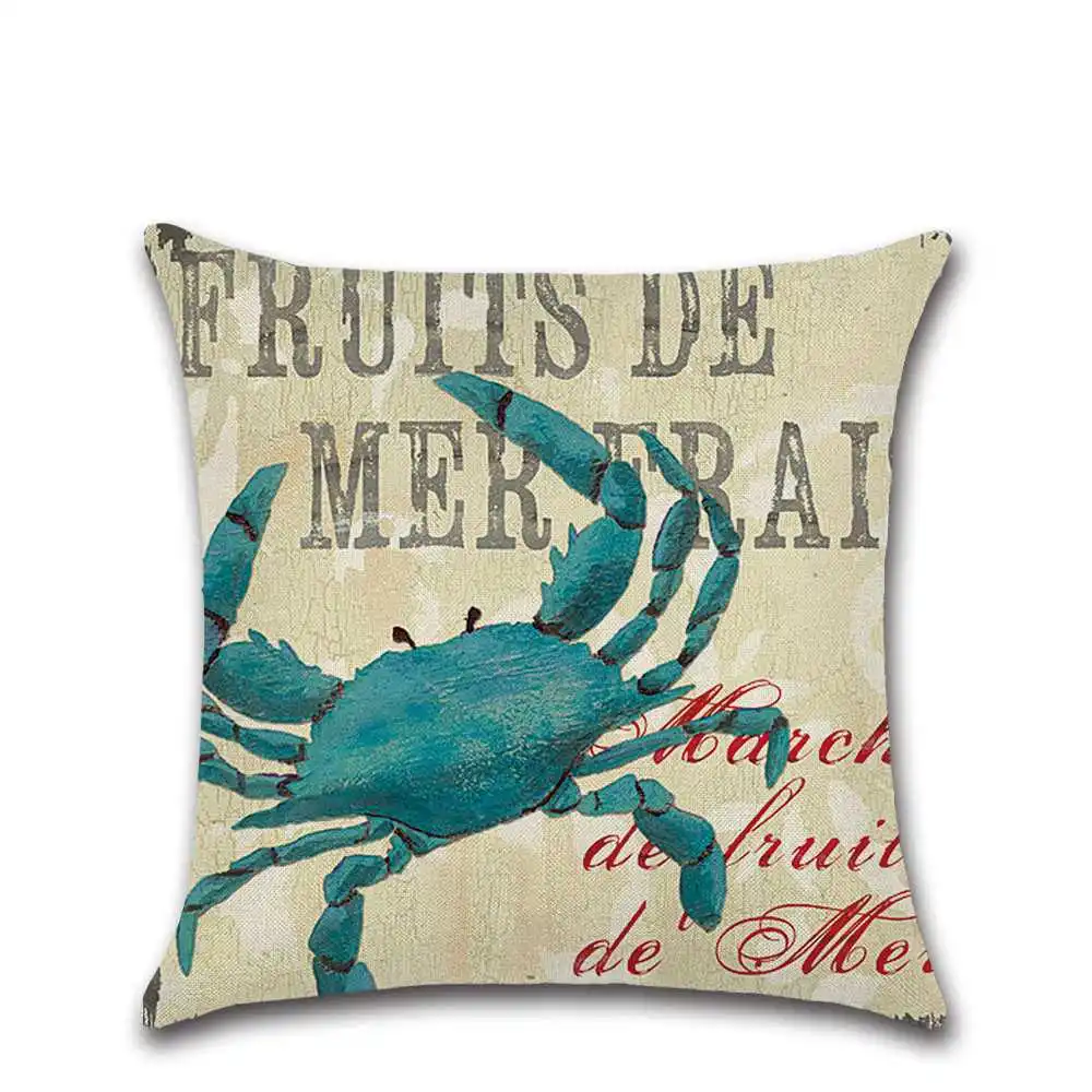 Морскую тематику белье Омаров шаблон Диван Декоративные Краб Подушка наволочка