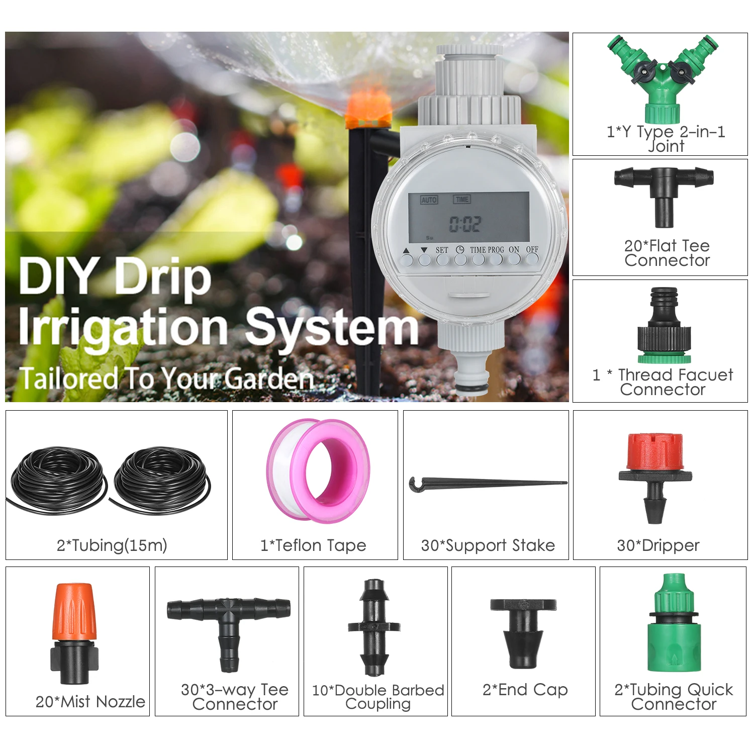 

KKmoon Plant Watering Drip Irrigation Kit DIY Watering System for Garden Lawn Patio