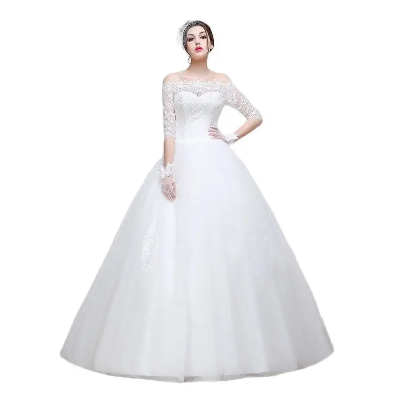 Реальный образец сексуальное свадебное платье с вырезом лодочкой белое