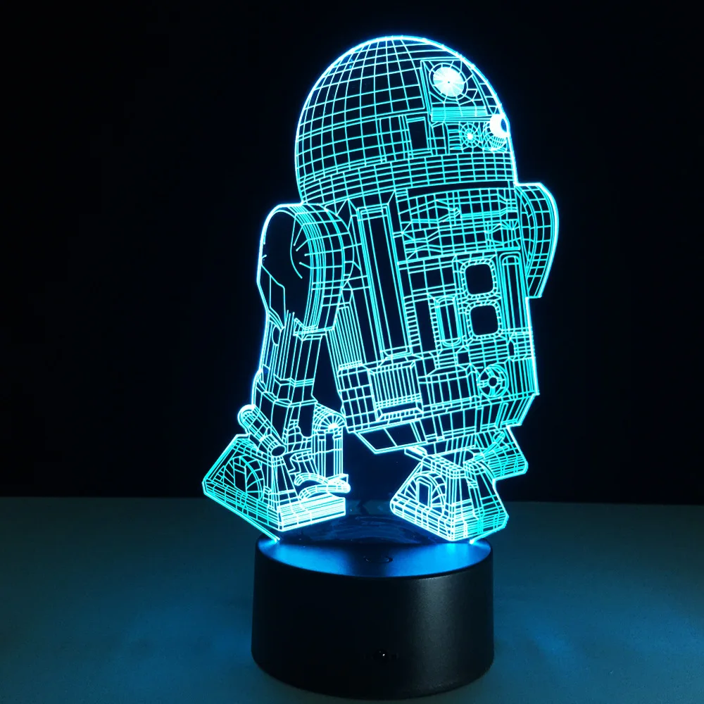 Робот Звездная война R2 3D игрушка лампа 7 цветов меняющая визуальные иллюзии