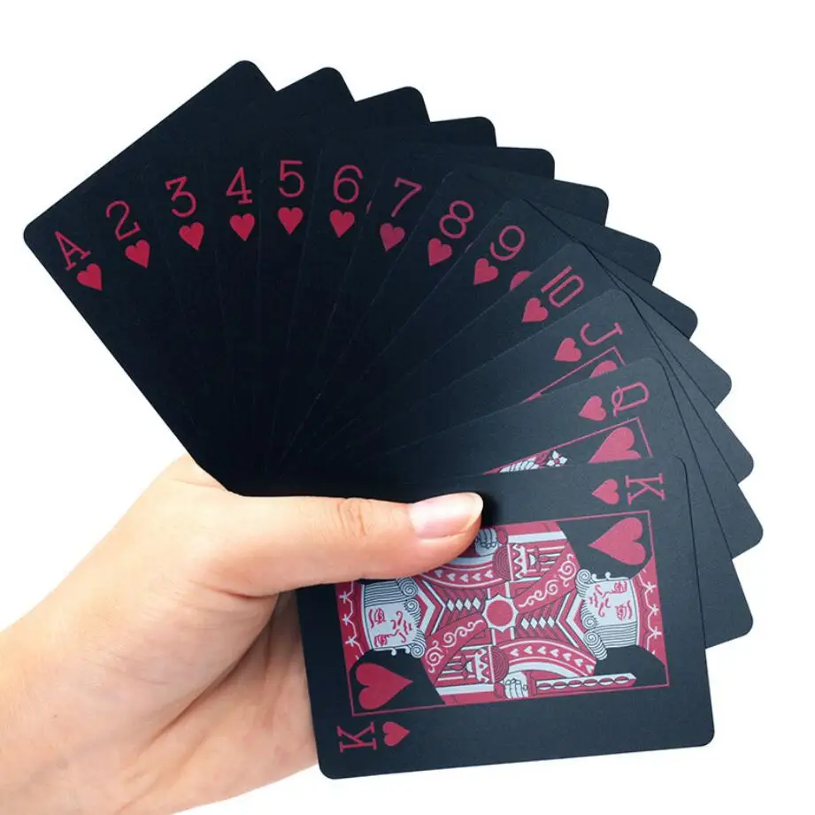 1deck poker Black-Silver Playing Card Set Durable PVC Plastic Magic Poker Funny Family Board Game Creative Gift Texas | Спорт и