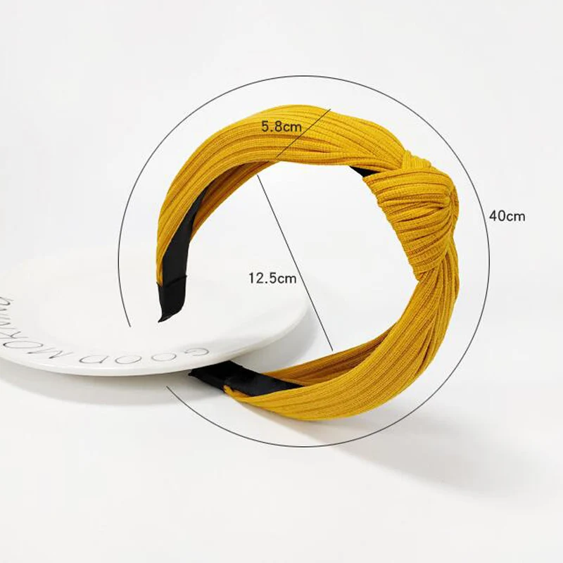 

TWDVS 1PC Solid Soft Knotted Headband Women Hairbands For Lady Turban Wide Simple Hair Hoop Girls Hair Accessories Headwear