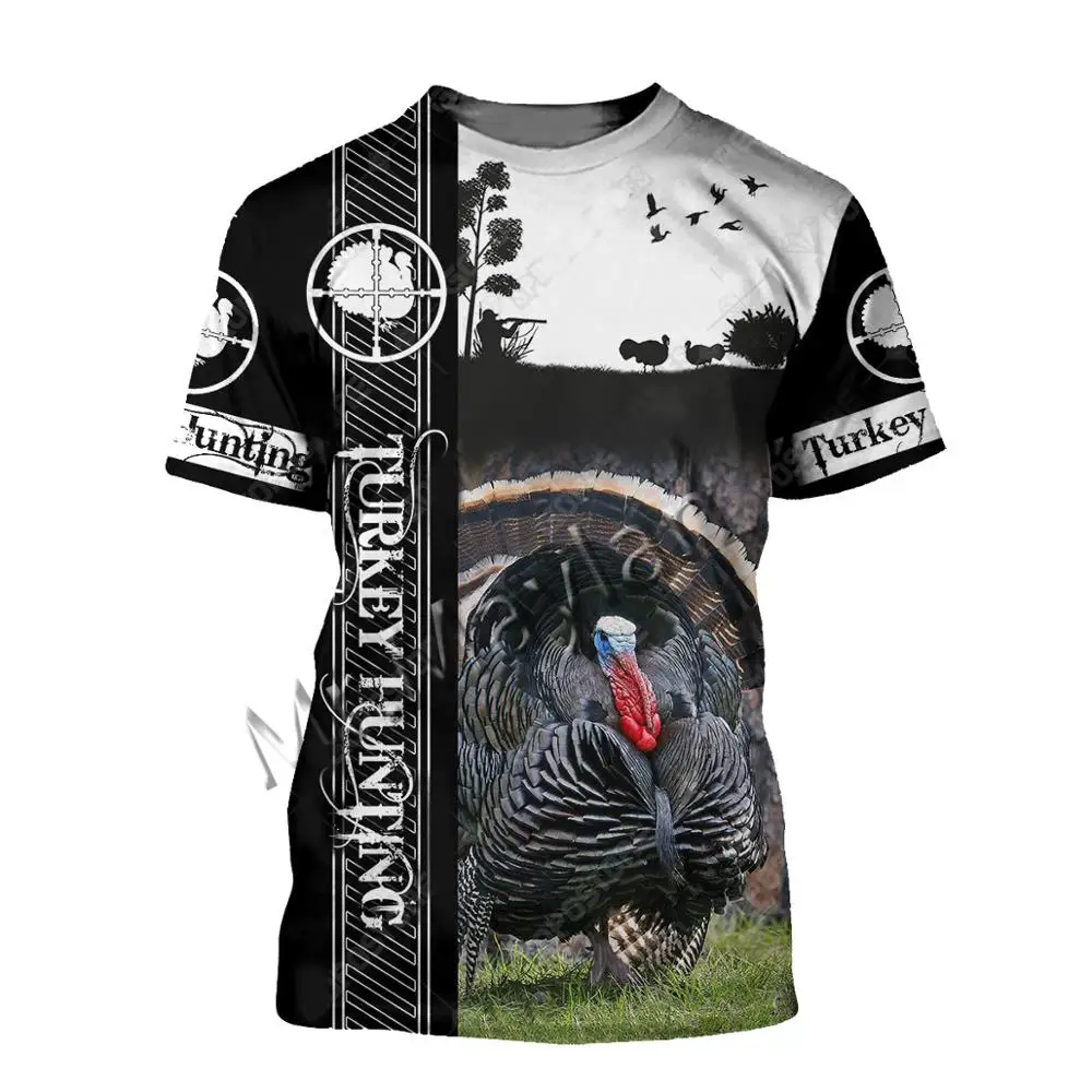 

3D Print Fashion Animal Turkey Hunting Colorful Men/Women O-Neck T-shirts Leisure Hip Hop/ Short Sleeved / Beach Shorts / S-57