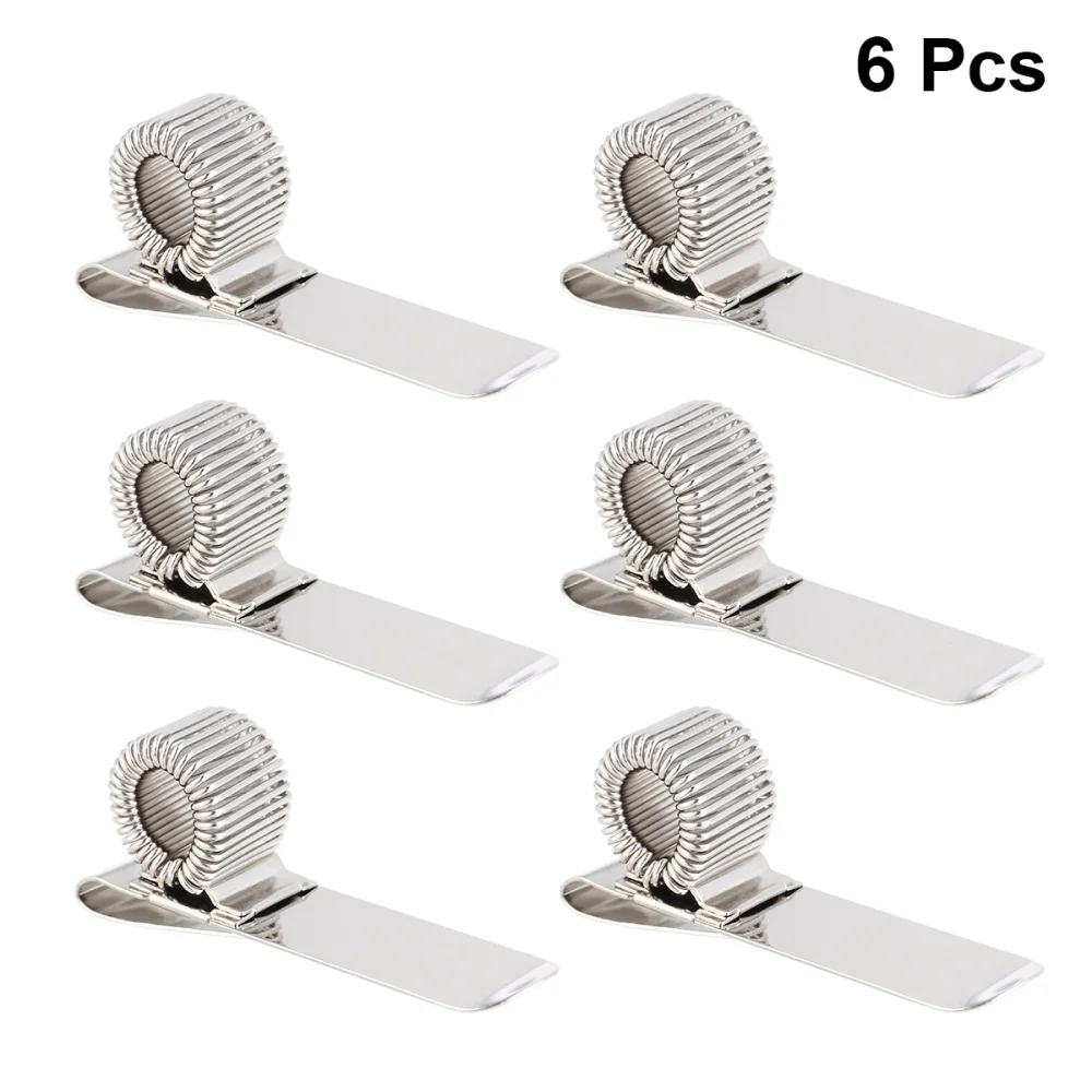 

6Pcs Portable Metal Pen Clips Creative Spring Pen Holder Elastic Pen Loop Notebook Accessories Office Supplies