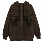 Женский свитшот с длинным рукавом, на молнии, в стиле Харадзюку