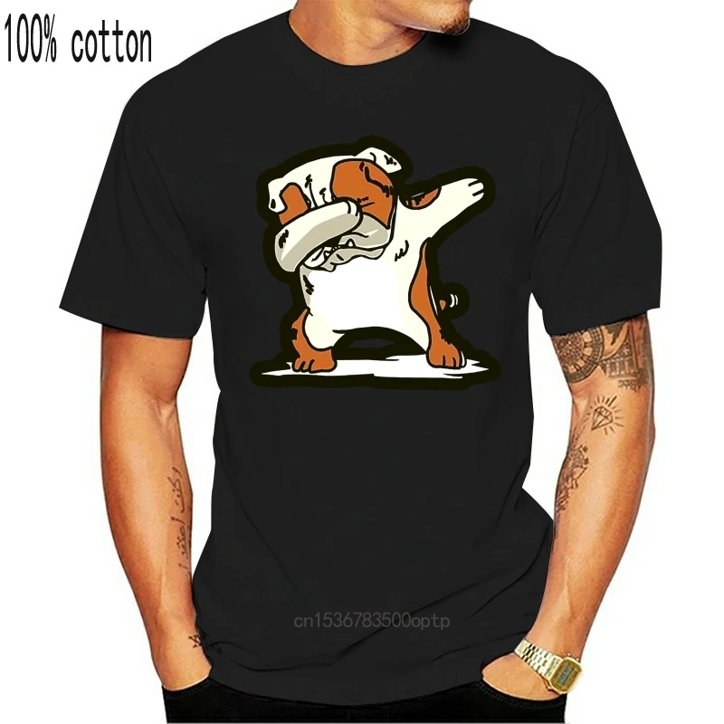 

New English Bulldog Cute Dabbing T-Shirt Funny Dab Dance Gift Black Navy Shirts Hot Summer Casual Tee Shirt