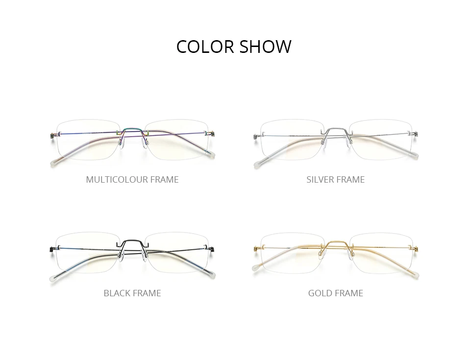 

Rimless Titanium Alloy Glasses Vintage Unisex Optical Eyewear Ultralight Clear Lens Prescription Myopia Eyeglasses Women Men