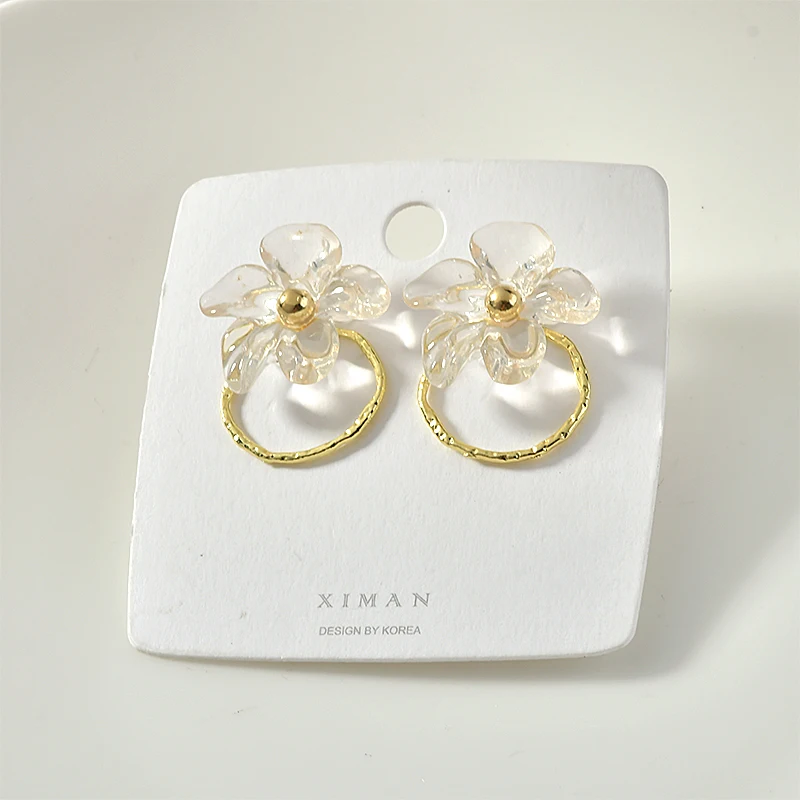 Прозрачные Акриловые бессмертные элегантные цветочные серьги гвоздики материал