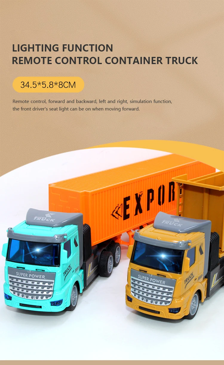 1:48 36Cm Big Rc Truck Model 27 Mhz Wireless Remote Control Dump Transporter Container Car Toys for Boy Kid Child | Игрушки и хобби