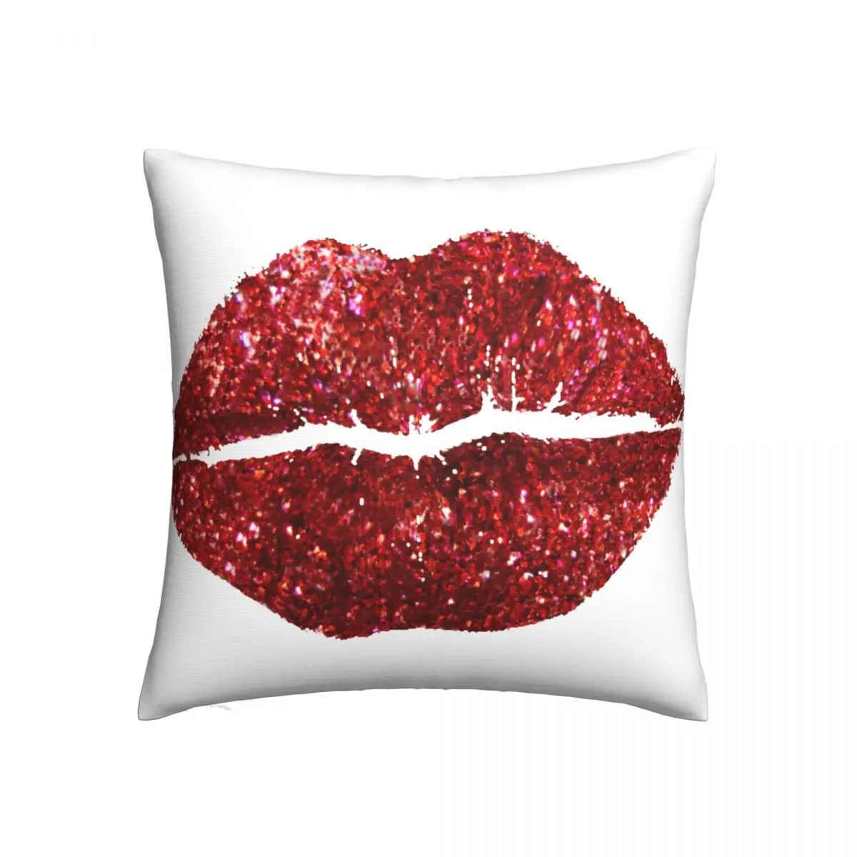 

Red Lips Pillow Case Red Glitter Lips Decorative Polyester Pillowcase Home Decor Zipper Spring Cover