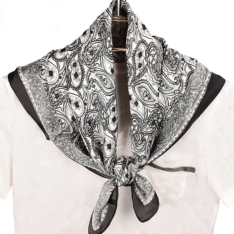

European and American Small Cashew Printed Satin Silk 70cm Square Scarf Wholesale Scarf Small Shawl