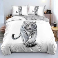 tiger bed linen 3d custom design animal duvet cover sets pillow slips 203230cm full twin double queen size gray bedding set