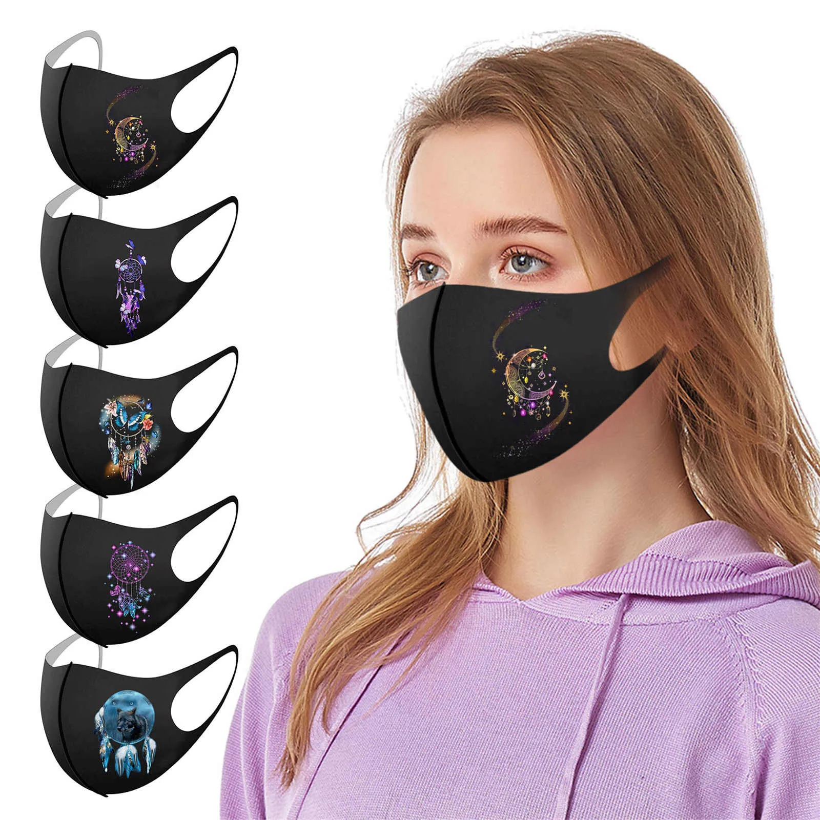 

Black Face Mask Adult Masks Of Face Protection Breathable Mouth Mask Fabric Mask Cloth Washable Dust Mask Halloween Masque Noir