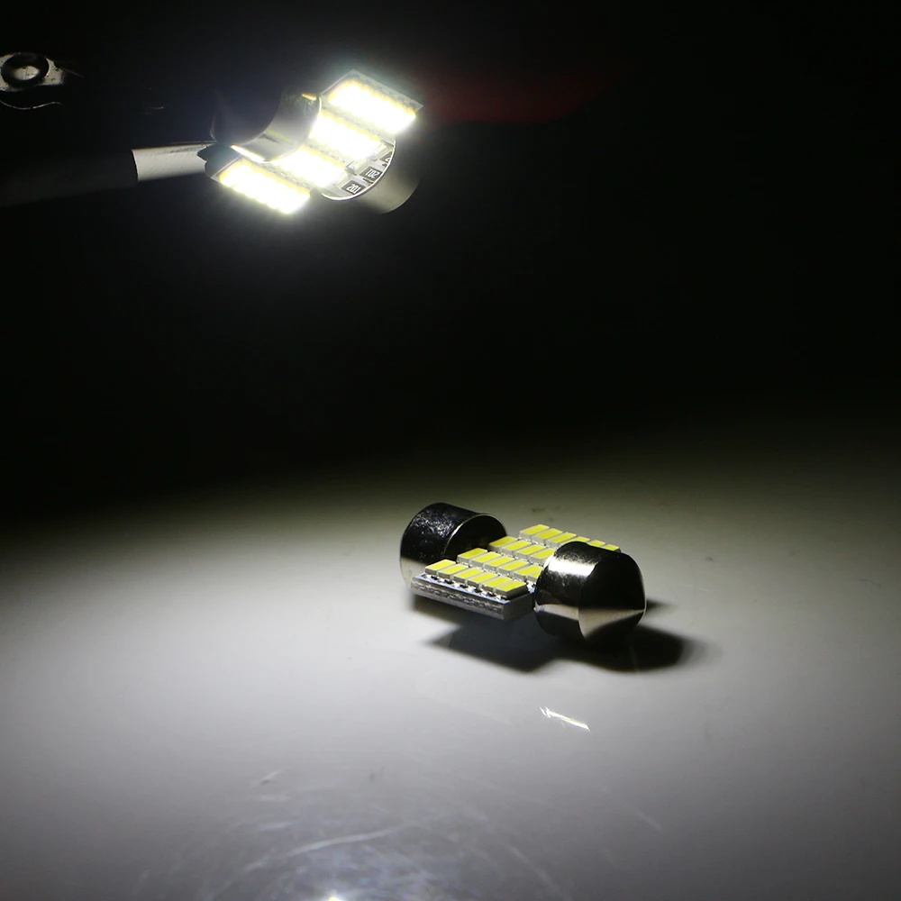 YM E-Bright 4 шт. C5W Автомобильный светодиодный 28 мм 31 мм 3014 24 SMD 24 светодиодный 6500K лампы для дверных фонарей, гирлянда, купольный светильник, внутреннее освещение
