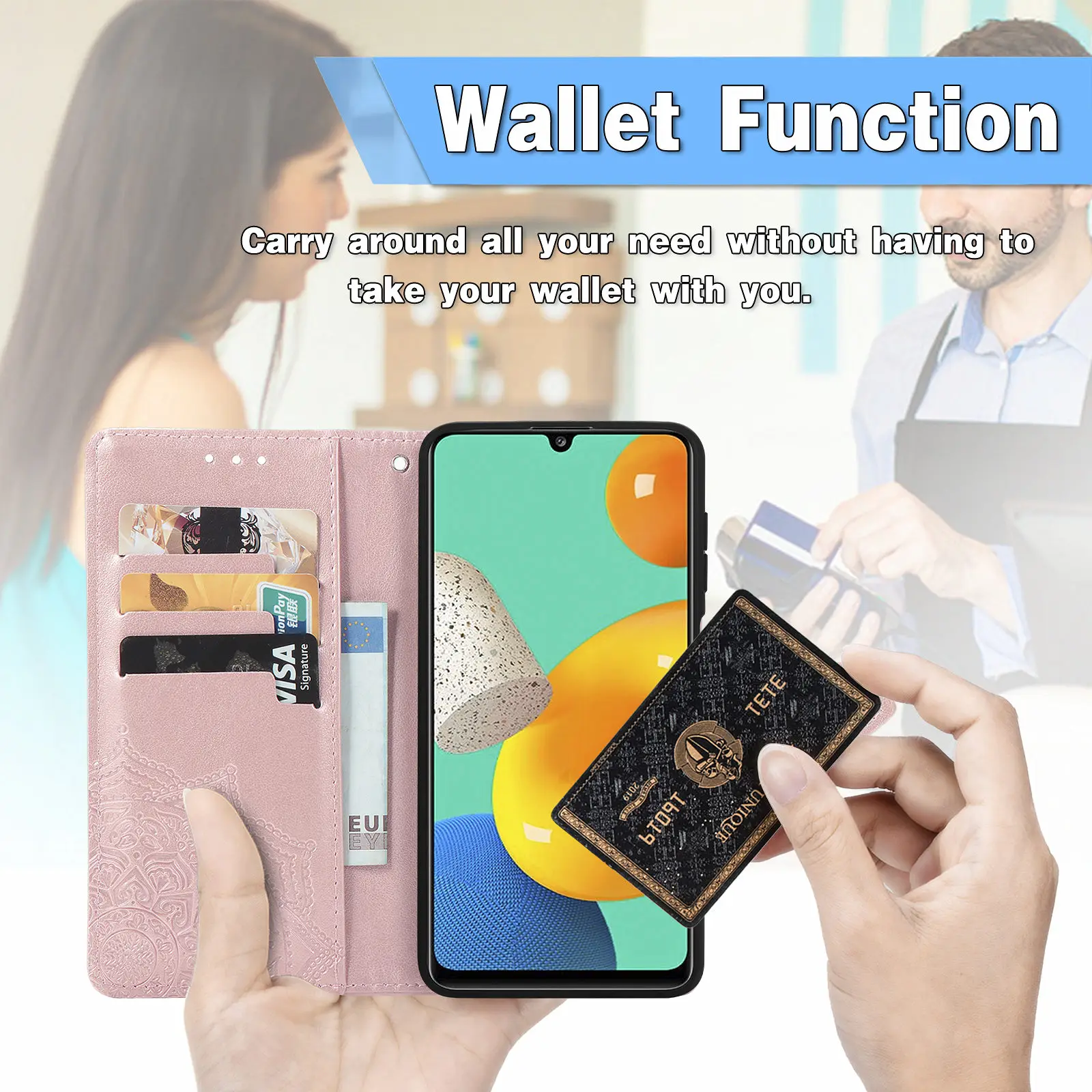 Чехол-книжка для Samsung Galaxy M32 кожаный с 3D рисунком мандалы цветами M 32 M325F M325FV M325 |