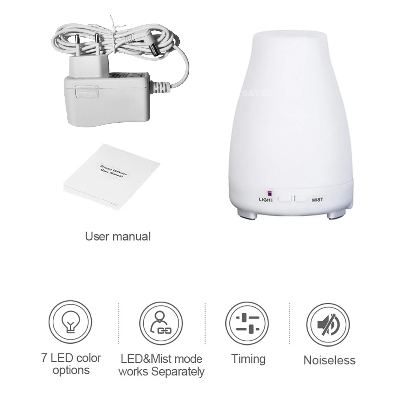 

KBAYBO 200ml air humidifier Aroma Essential Oil Diffuser Air Humidifier Ultrasonic Mist Humidifier Air Purifier LED Night Lights