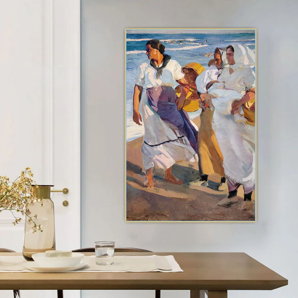 Citon Joaquin Sorolla fisherfisherwomen из Валенсии Canvas Холст Картина маслом фон Настенный декор