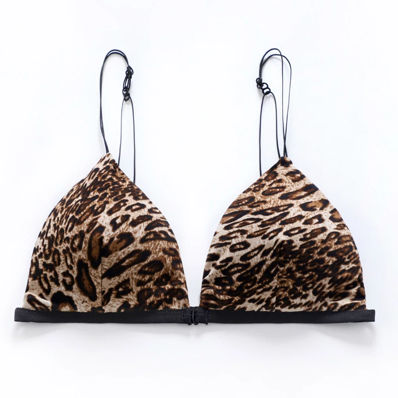 Бюстгальтер женский с цветочной вышивкой и леопардовым принтом из ПУ