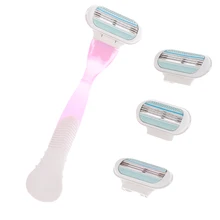 Cabezales de afeitadora + soporte para afeitadora, conjunto de cuchillas de afeitar para mujer, cabezal de repuesto para afeitadora de Bikini, 4 Uds. (1)