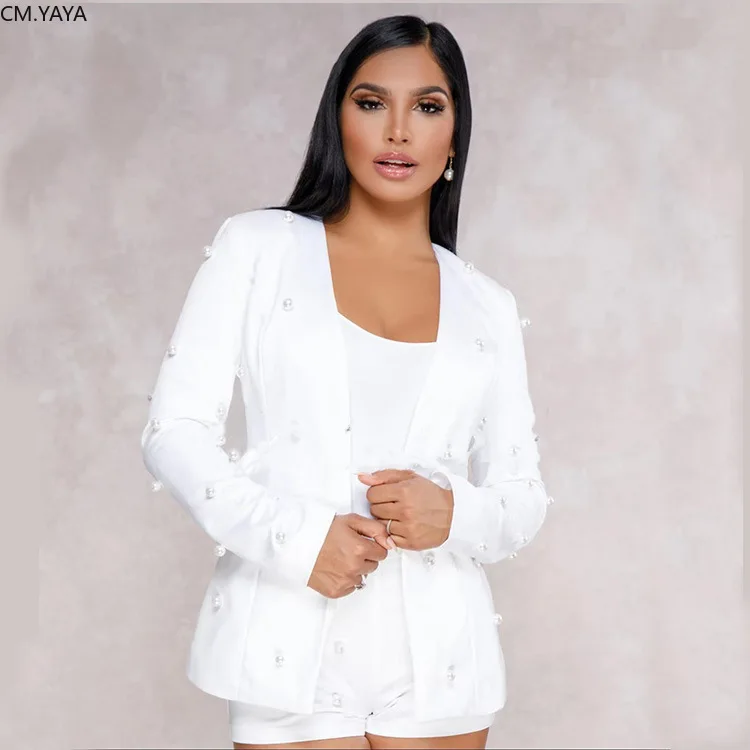 2020 деловой костюм с бусинами для ногтей куртка + шорты комплект из двух предметов