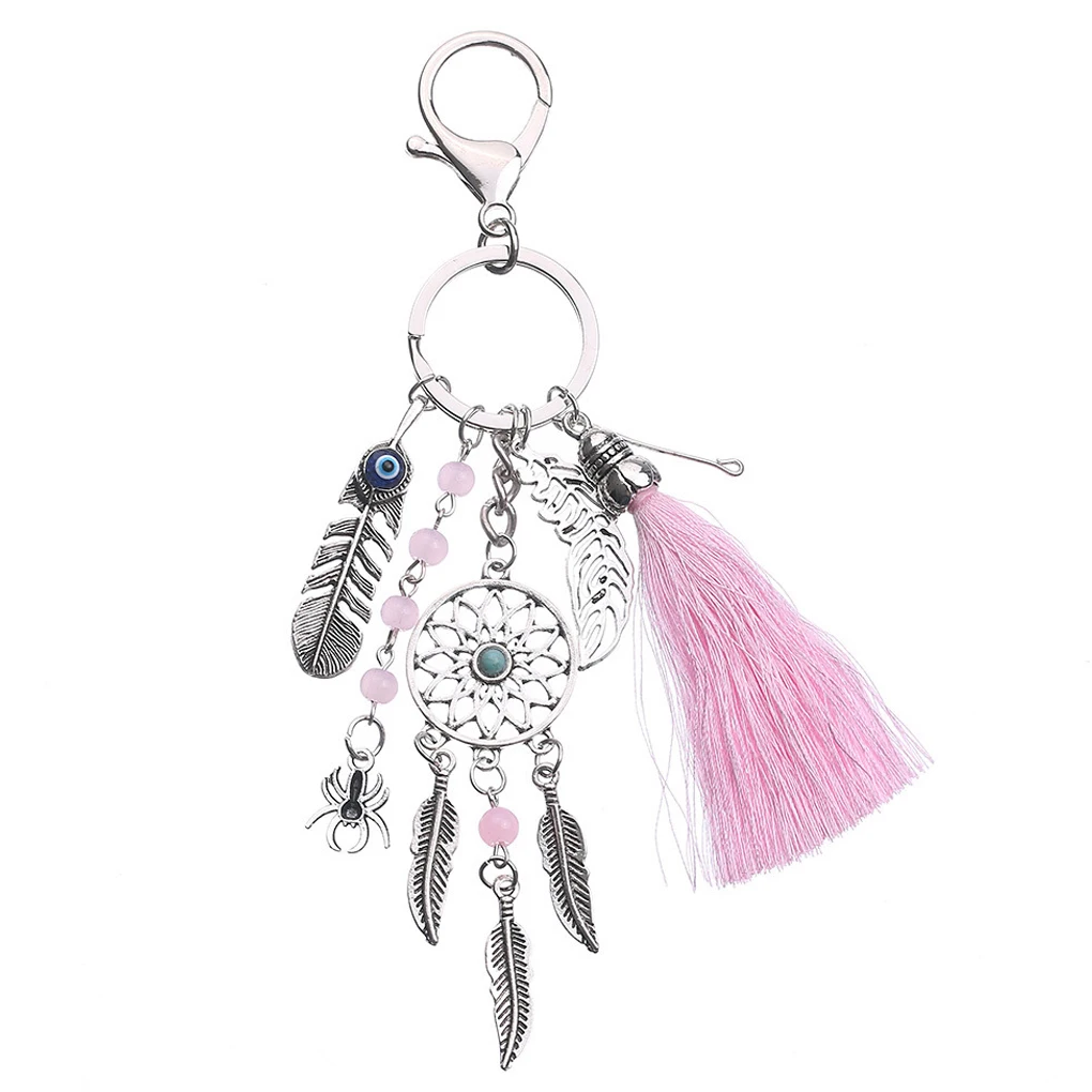 1pc Women Dreamcatcher Keychain Bohemian Tassel Lady Leaves Bag Phone Pendant Key Ring Women Gift Key Chain Boho Jewelry Gift
